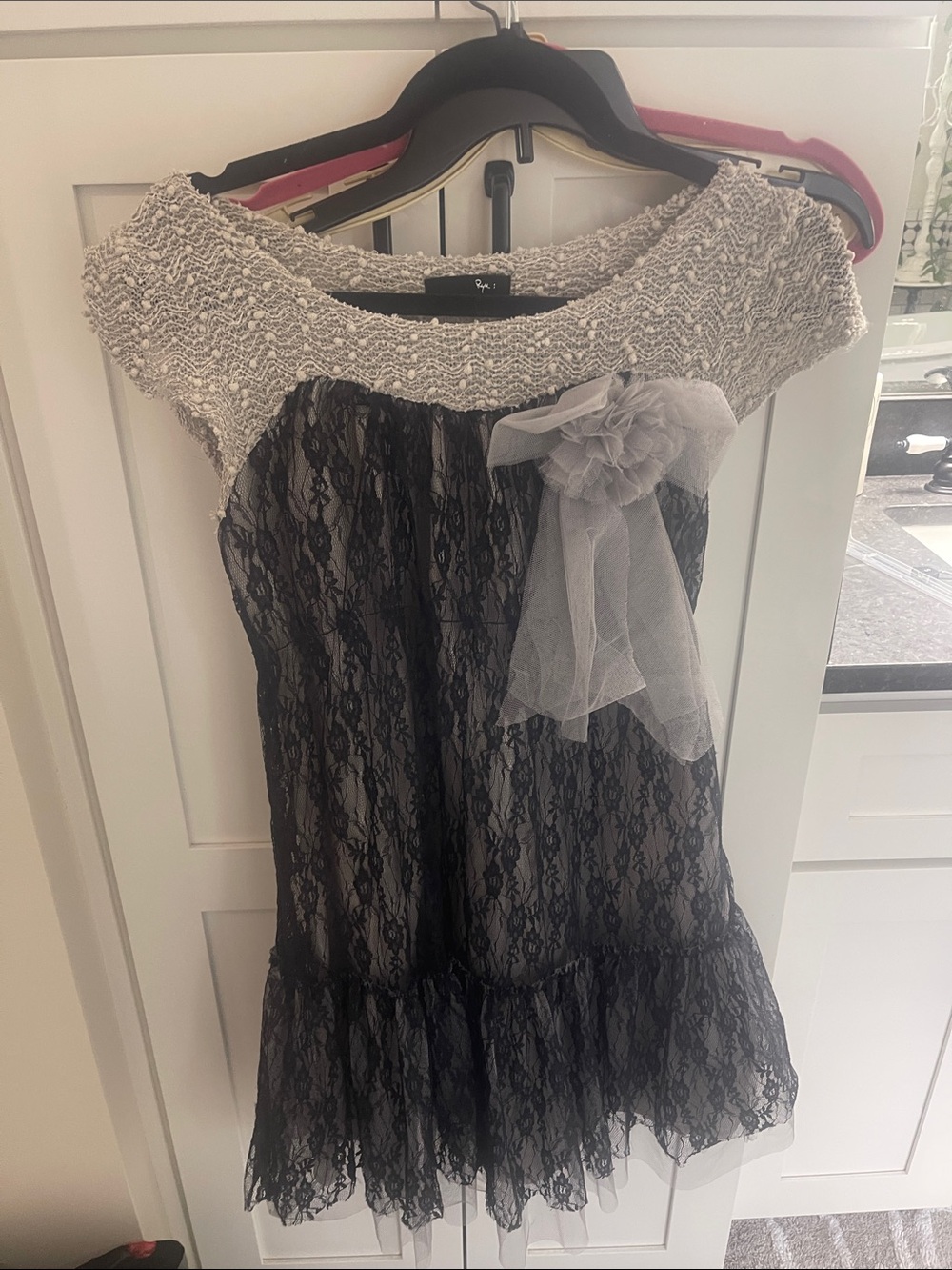 Rye Black Lace and Silver-Gray Accent Dress